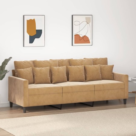 vidaXL 3-Sitzer-Sofa Braun 180 cm Samt
