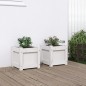 vidaXL Pflanzkübel 2 Stk. Weiß Massivholz Kiefer