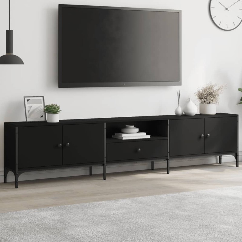 vidaXL TV-Schrank mit Schublade Schwarz 200x25x44 cm Holzwerkstoff vidaXL TV-Schrank mit Schublade Schwarz 200x25x44 cm Holzwerkstoff