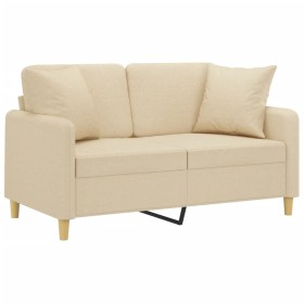 vidaXL 2-Sitzer-Sofa mit Zierkissen Creme 120 cm Stoff