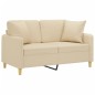 vidaXL 2-Sitzer-Sofa mit Zierkissen Creme 120 cm Stoff vidaXL 2-Sitzer-Sofa mit Zierkissen Creme 120 cm Stoff