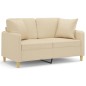 vidaXL 2-Sitzer-Sofa mit Zierkissen Creme 120 cm Stoff vidaXL 2-Sitzer-Sofa mit Zierkissen Creme 120 cm Stoff