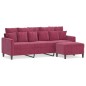 vidaXL 3-Sitzer-Sofa mit Hocker Weinrot 180 cm Samt vidaXL 3-Sitzer-Sofa mit Hocker Weinrot 180 cm Samt