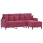 vidaXL 3-Sitzer-Sofa mit Hocker Weinrot 180 cm Samt vidaXL 3-Sitzer-Sofa mit Hocker Weinrot 180 cm Samt