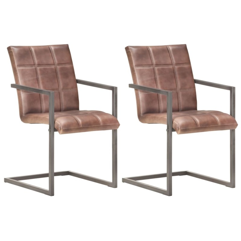vidaXL Freischwinger 2 Stk. Braun Echtleder vidaXL Freischwinger 2 Stk. Braun Echtleder