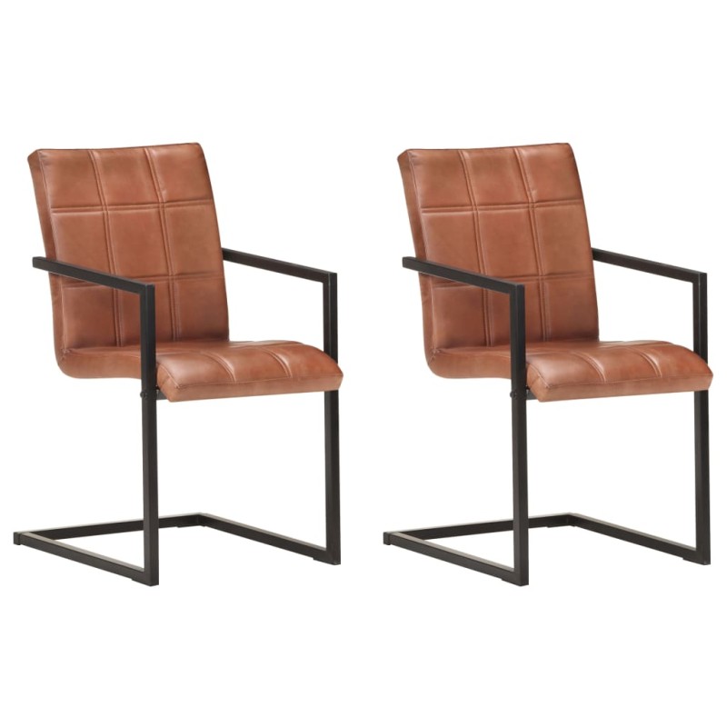 vidaXL Freischwinger 2 Stk. Braun Echtleder vidaXL Freischwinger 2 Stk. Braun Echtleder