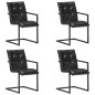 vidaXL Freischwinger 4 Stk. Schwarz Echtleder vidaXL Freischwinger 4 Stk. Schwarz Echtleder