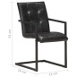 vidaXL Freischwinger 4 Stk. Schwarz Echtleder vidaXL Freischwinger 4 Stk. Schwarz Echtleder
