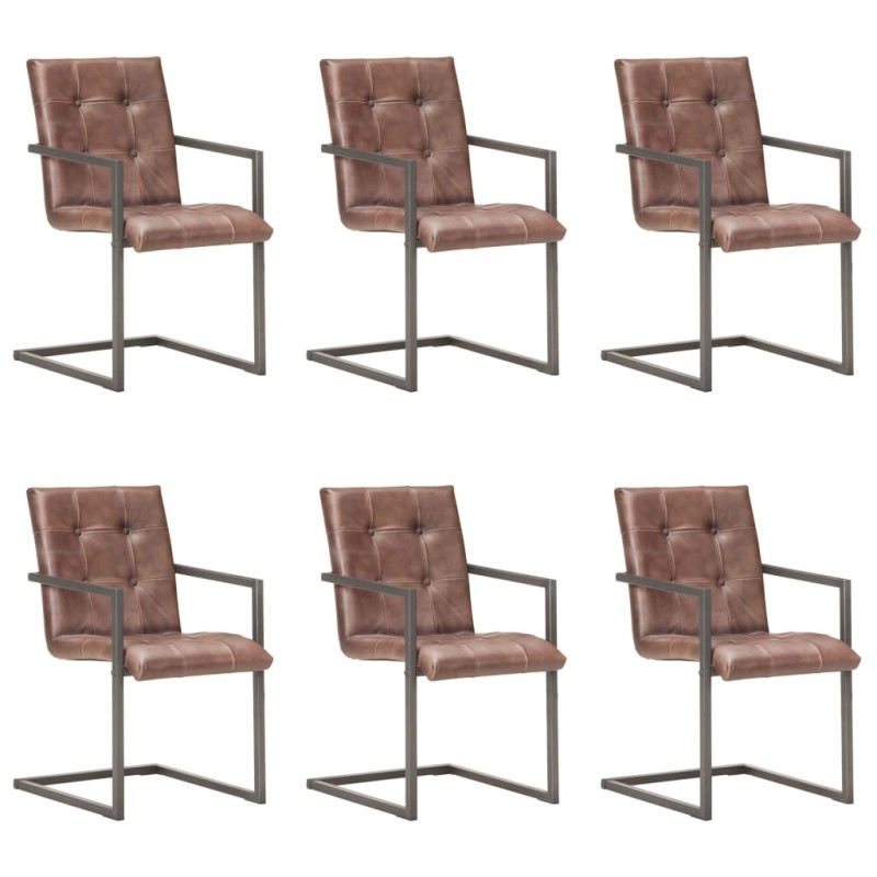 vidaXL Freischwinger 6 Stk. Braun Echtleder vidaXL Freischwinger 6 Stk. Braun Echtleder