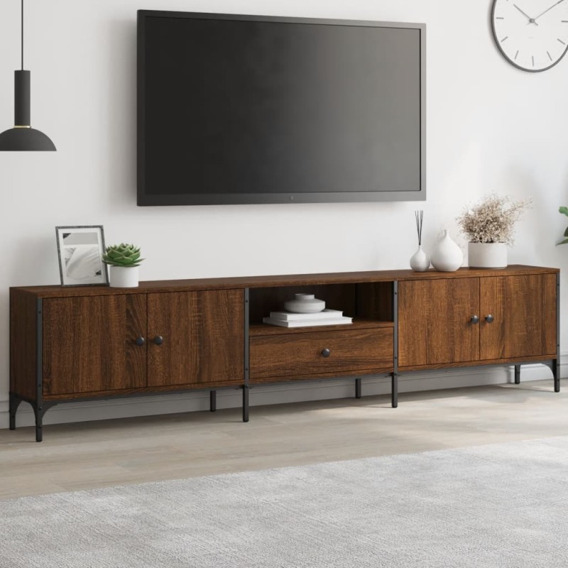 vidaXL TV-Schrank mit Schublade Braun Eiche 200x25x44 cm Holzwerkstoff vidaXL TV-Schrank mit Schublade Braun Eiche 200x25x44 cm Holzwerkstoff