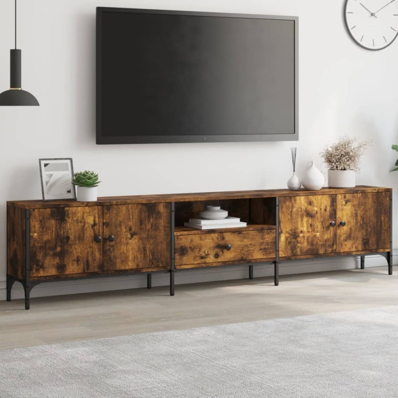 vidaXL TV-Schrank mit Schublade Räuchereiche 200x25x44cm Holzwerkstoff vidaXL TV-Schrank mit Schublade Räuchereiche 200x25x44cm Holzwerkstoff