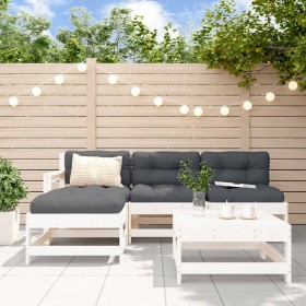 vidaXL 5-tlg. Garten-Lounge-Set Weiß Massivholz Kiefer