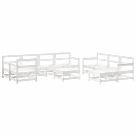 vidaXL 10-tlg. Garten-Lounge-Set Weiß Massivholz Kiefer