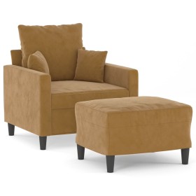 vidaXL Sessel mit Hocker Braun 60 cm Samt