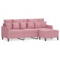 vidaXL 3-Sitzer-Sofa mit Hocker Rosa 180 cm Samt vidaXL 3-Sitzer-Sofa mit Hocker Rosa 180 cm Samt