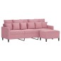 vidaXL 3-Sitzer-Sofa mit Hocker Rosa 180 cm Samt vidaXL 3-Sitzer-Sofa mit Hocker Rosa 180 cm Samt