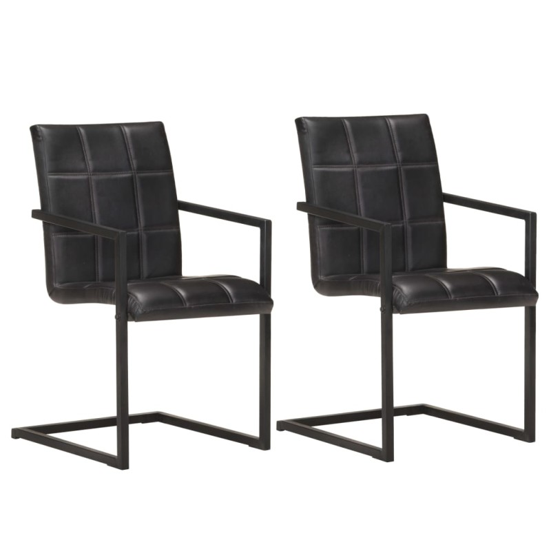 vidaXL Freischwinger 2 Stk. Schwarz Echtleder vidaXL Freischwinger 2 Stk. Schwarz Echtleder
