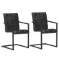 vidaXL Freischwinger 2 Stk. Schwarz Echtleder vidaXL Freischwinger 2 Stk. Schwarz Echtleder