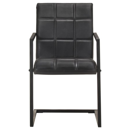 vidaXL Freischwinger 2 Stk. Schwarz Echtleder 