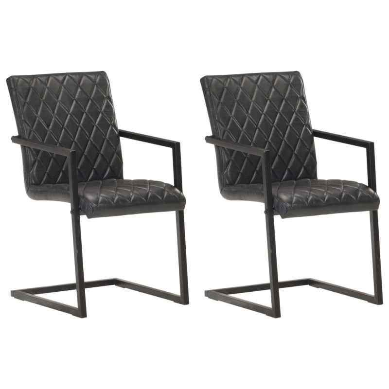 vidaXL Freischwinger 2 Stk. Schwarz Echtleder vidaXL Freischwinger 2 Stk. Schwarz Echtleder