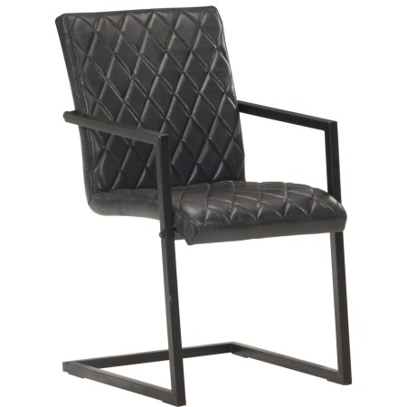 vidaXL Freischwinger 2 Stk. Schwarz Echtleder 