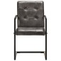 vidaXL Freischwinger 2 Stk. Grau Echtleder 