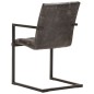 vidaXL Freischwinger 2 Stk. Grau Echtleder 