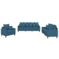 vidaXL 3-tlg. Sofagarnitur mit Kissen Blau Samt vidaXL 3-tlg. Sofagarnitur mit Kissen Blau Samt