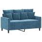 vidaXL 3-tlg. Sofagarnitur mit Kissen Blau Samt vidaXL 3-tlg. Sofagarnitur mit Kissen Blau Samt