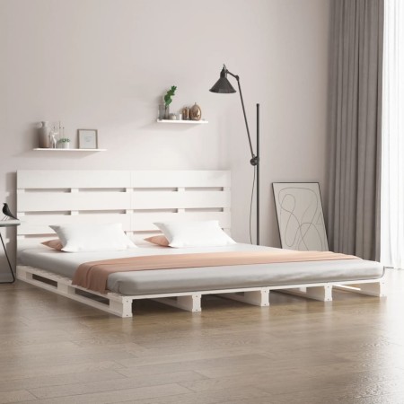 vidaXL Massivholzbett ohne Matratze Weiß 180x200 cm Kiefernholz