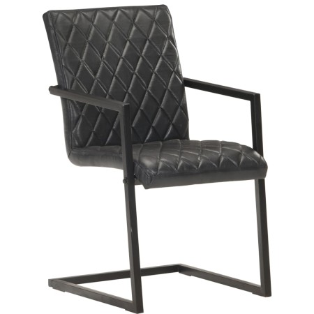 vidaXL Freischwinger 4 Stk. Schwarz Echtleder 