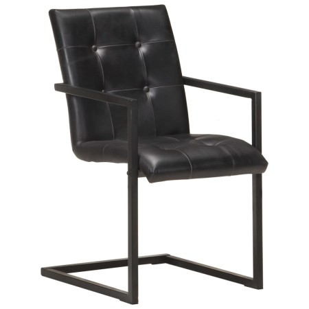 vidaXL Freischwinger 6 Stk. Schwarz Echtleder 