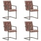 vidaXL Freischwinger 4 Stk. Braun Echtleder vidaXL Freischwinger 4 Stk. Braun Echtleder