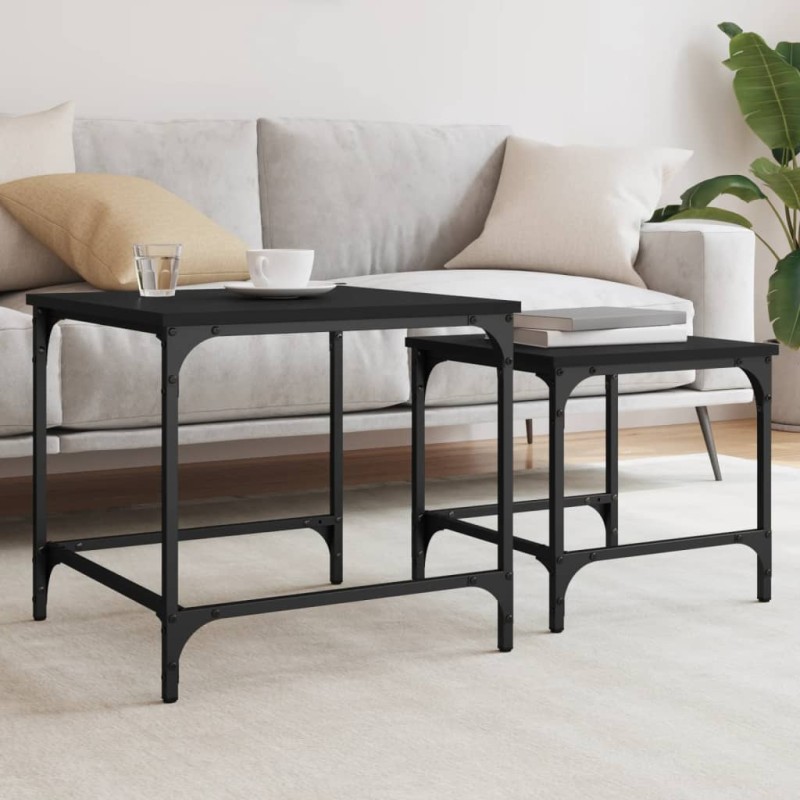 vidaXL Satztische 2 Stk. Schwarz Holzwerkstoff vidaXL Satztische 2 Stk. Schwarz Holzwerkstoff