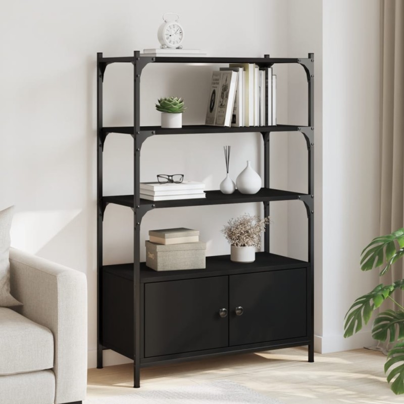 vidaXL Bücherregal 3 Böden Schwarz 70x30x109,5 cm Holzwerkstoff vidaXL Bücherregal 3 Böden Schwarz 70x30x109,5 cm Holzwerkstoff