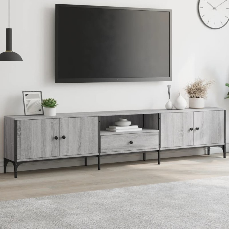 vidaXL TV-Schrank mit Schublade Grau Sonoma 200x25x44 cm Holzwerkstoff vidaXL TV-Schrank mit Schublade Grau Sonoma 200x25x44 cm Holzwerkstoff