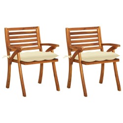 vidaXL Garten-Essstühle mit Kissen 2 Stk. Massivholz Akazie 