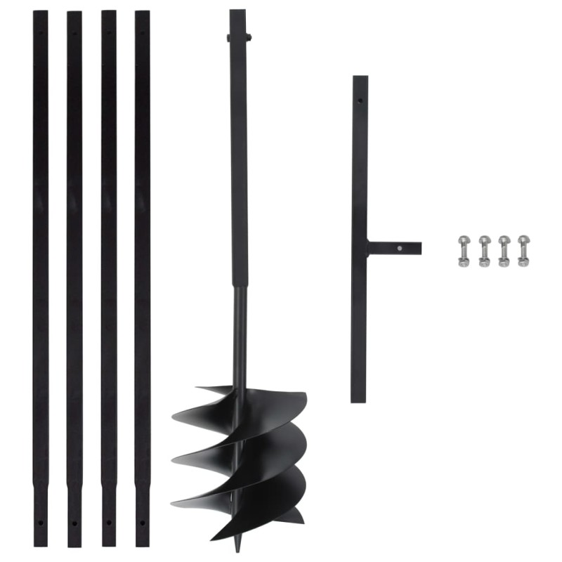 vidaXL Erdbohrer mit Griff 250 mm mit Verlängerungsrohr 4 m Stahl vidaXL Erdbohrer mit Griff 250 mm mit Verlängerungsrohr 4 m Stahl