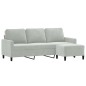 vidaXL 3-Sitzer-Sofa mit Hocker Hellgrau 180 cm Samt vidaXL 3-Sitzer-Sofa mit Hocker Hellgrau 180 cm Samt