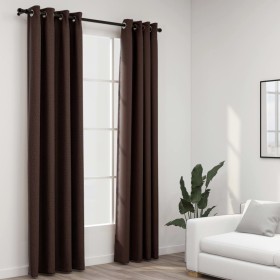 vidaXL Verdunkelungsvorhänge Ösen Leinenoptik 2 Stk. Taupe 140x245 cm