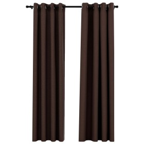 vidaXL Verdunkelungsvorhänge Ösen Leinenoptik 2 Stk. Taupe 140x245 cm
