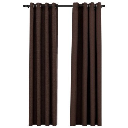 vidaXL Verdunkelungsvorhänge Ösen Leinenoptik 2 Stk. Taupe 140x245 cm