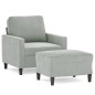 vidaXL Sessel mit Hocker Hellgrau 60 cm Samt vidaXL Sessel mit Hocker Hellgrau 60 cm Samt