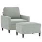 vidaXL Sessel mit Hocker Hellgrau 60 cm Samt vidaXL Sessel mit Hocker Hellgrau 60 cm Samt