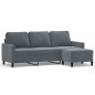 vidaXL 3-Sitzer-Sofa mit Hocker Dunkelgrau 180 cm Samt vidaXL 3-Sitzer-Sofa mit Hocker Dunkelgrau 180 cm Samt