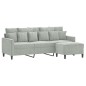 vidaXL 3-Sitzer-Sofa mit Hocker Hellgrau 180 cm Samt vidaXL 3-Sitzer-Sofa mit Hocker Hellgrau 180 cm Samt