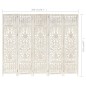 vidaXL 5tlg. Raumteiler Handgeschnitzt Weiß 200×165cm Mango Massivholz vidaXL 5tlg. Raumteiler Handgeschnitzt Weiß 200×165cm Mango Massivholz