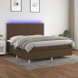 vidaXL Boxspringbett mit Matratze & LED Dunkelbraun 160x200 cm Stoff vidaXL Boxspringbett mit Matratze & LED Dunkelbraun 160x200 cm Stoff
