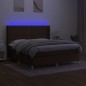 vidaXL Boxspringbett mit Matratze & LED Dunkelbraun 160x200 cm Stoff vidaXL Boxspringbett mit Matratze & LED Dunkelbraun 160x200 cm Stoff