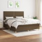 vidaXL Boxspringbett mit Matratze Dunkelbraun 160x200 cm Stoff vidaXL Boxspringbett mit Matratze Dunkelbraun 160x200 cm Stoff